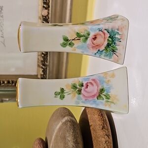 Vintage Porcelain Hand Painted Salt and Pepper Shakers 4" excellent condition